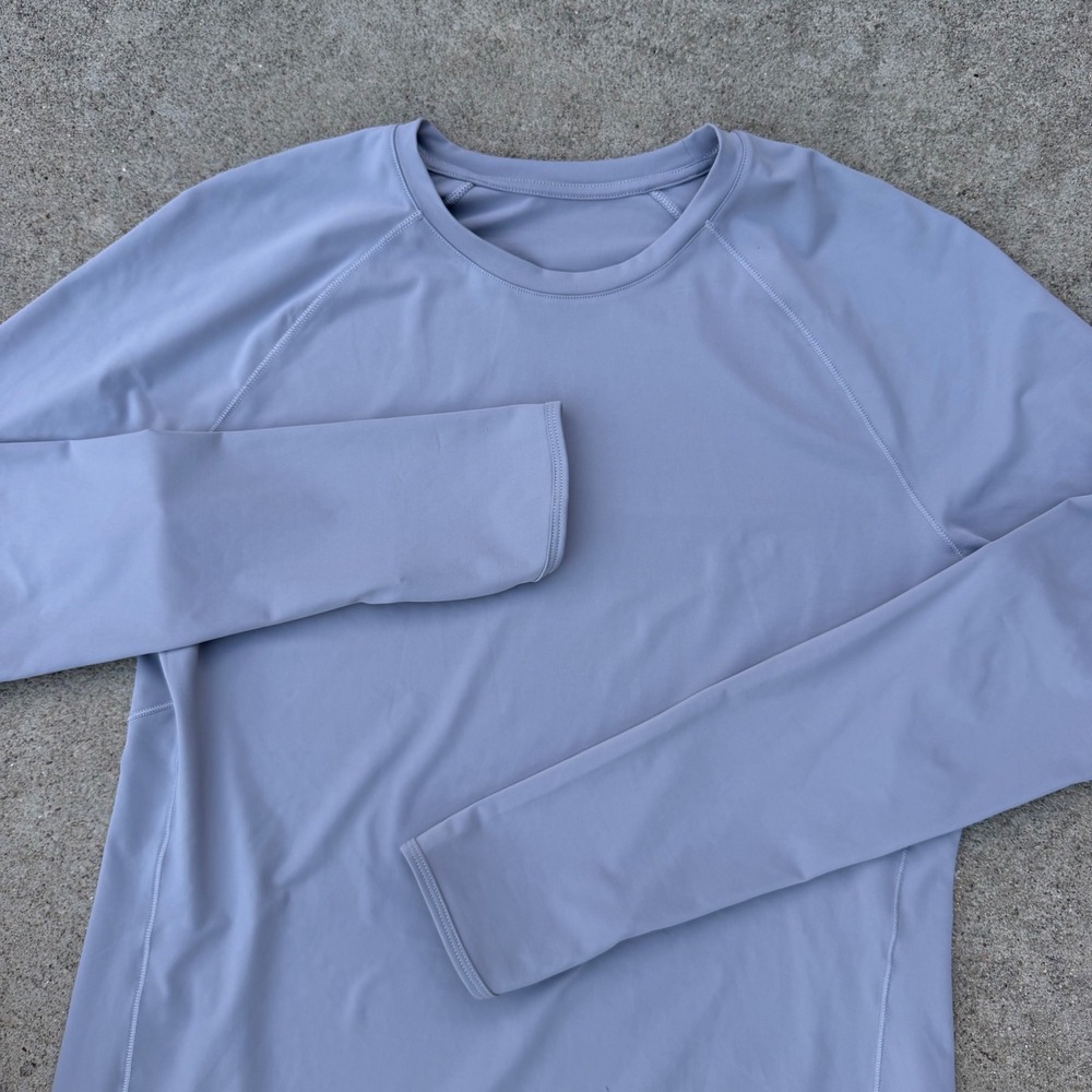 CRZ Yoga Long Sleeve Shirt Women L Purple Crew Neck Thumbhole Athletic Workout